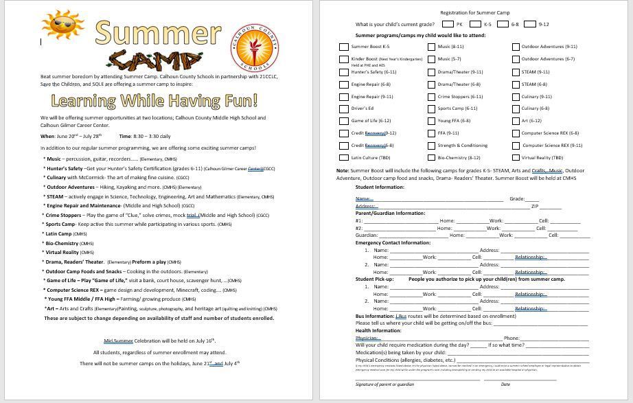 Registration for Summer Camp