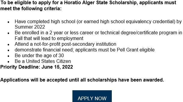 Horatio Alger Career and Technical Scholarship