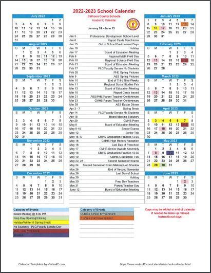 School Calendar for 2022-2023 